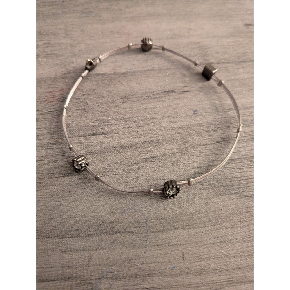 Industrial Silver Wire‎ Choker Necklace Crystal Crown Sliders Magnetic Clasp